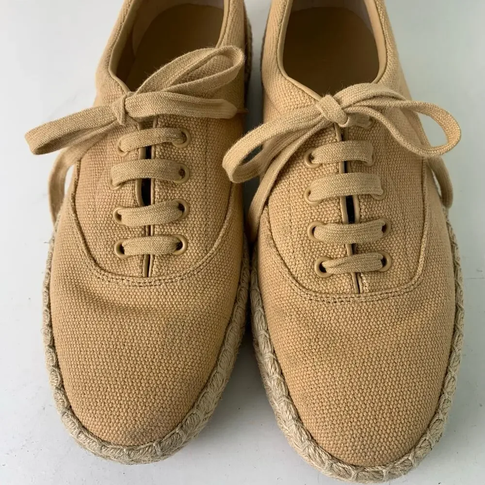 Vince Size 8 Women's Ursa Organic Canvas Espadrille Platform Sneakers Shoes